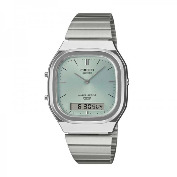 Casio AQ-240E-2ADF Silver Light Green Vintage